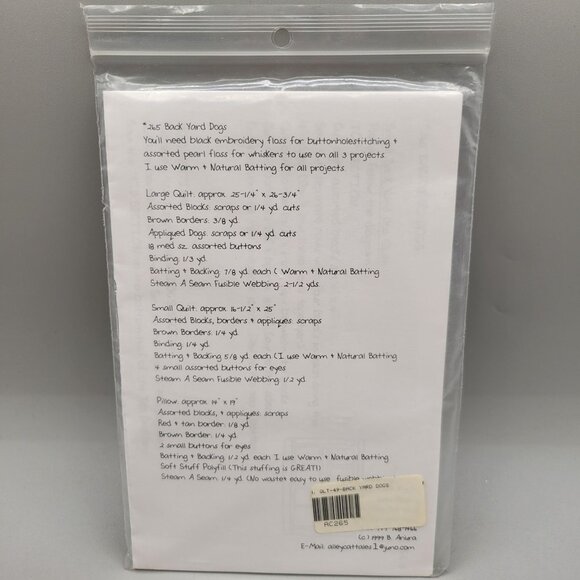 Back Yard Dogs Quilt Pattern Alley Cat Tales Various Sizes Plus Pillow - Picture 3 of 3